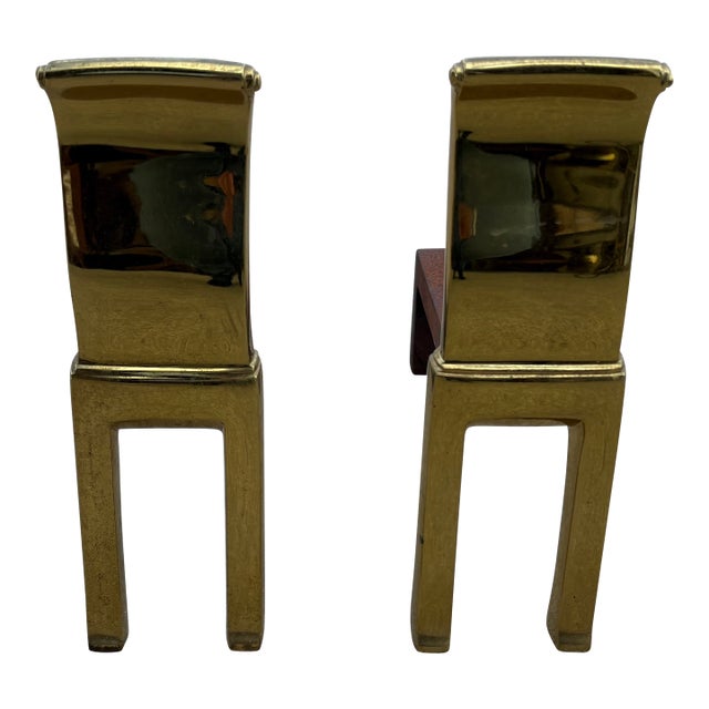 1960s Pair of Modernist Brass Andirons For Sale