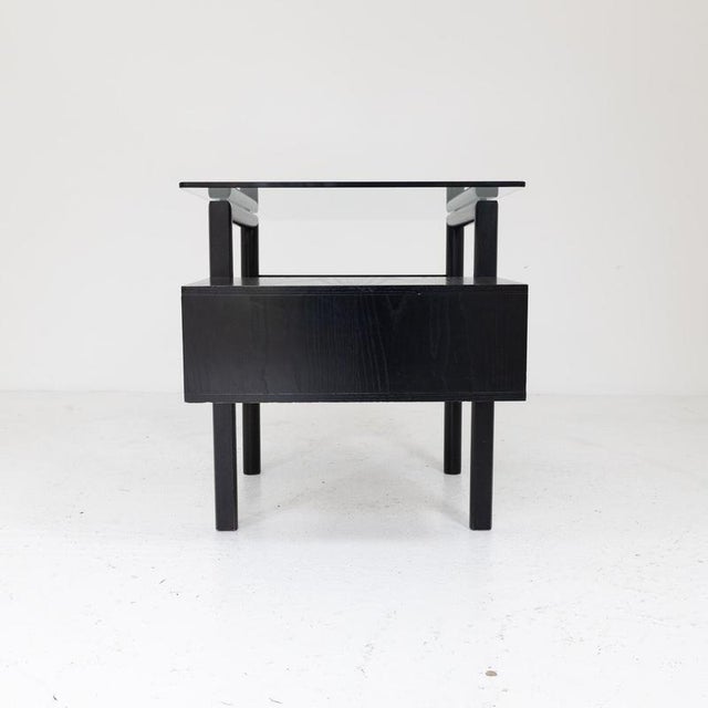 Modern Lacquered Ash Desk with Glass Top and Suspended Drawers, 1980s For Sale - Image 6 of 11