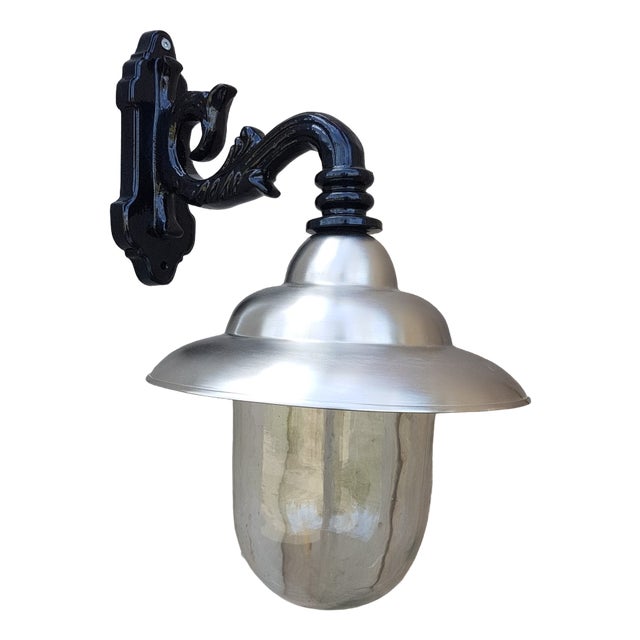 Antique Italian Black Pewter Wall Lantern For Sale