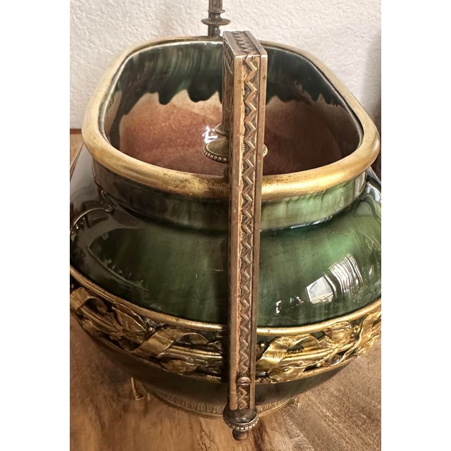 1910s 1910s Paul Milet Sèvres Green Flambé Jardiniere With Neoclassical Ormolu Mounts For Sale - Image 5 of 12