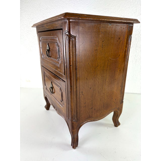 Vintage Walnut Italian Miniature Two Drawer Chest For Sale In Philadelphia - Image 6 of 9