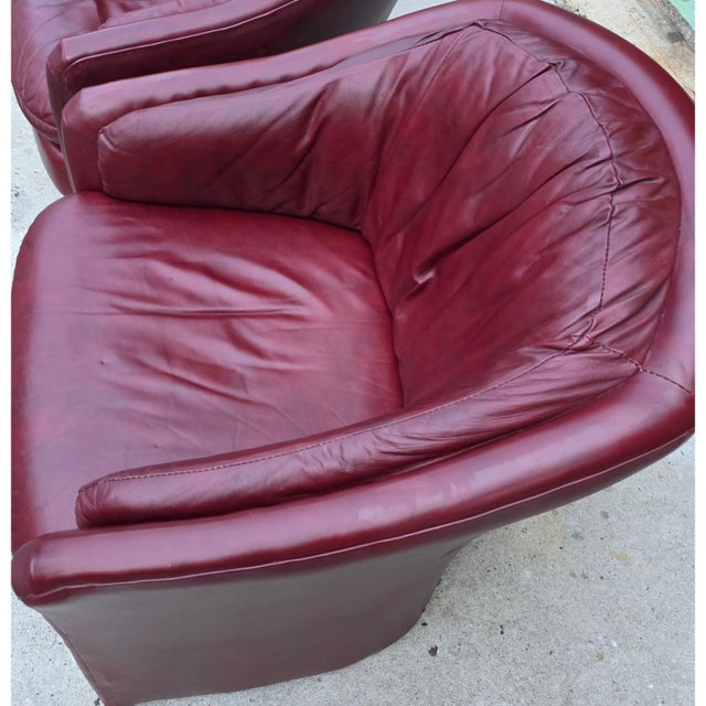 Pair of Vintage Oxblood Leathercraft Postmodern Lounge/Club Chairs For Sale - Image 13 of 13