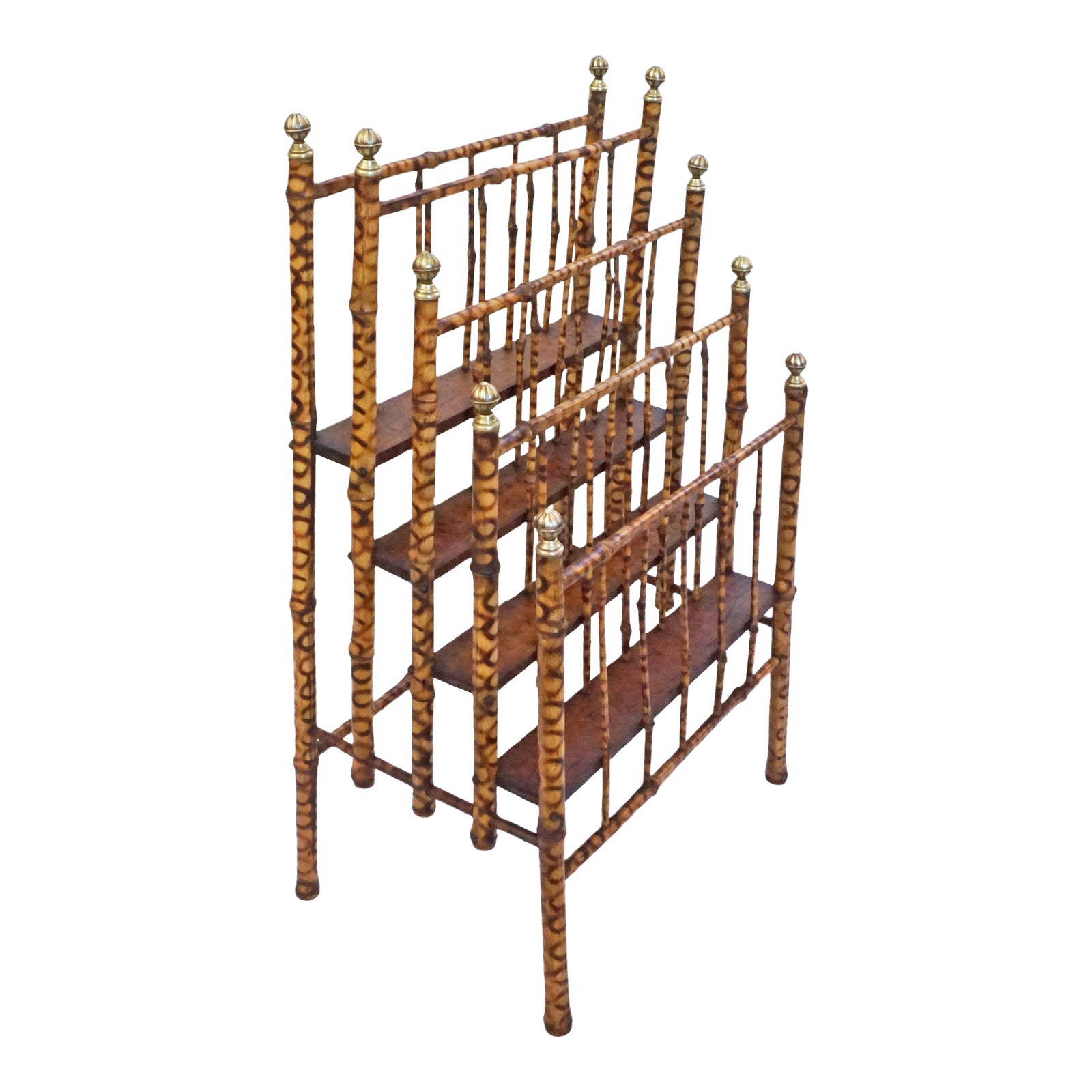 Antique Tortoise Bamboo Four-Tier Stand Magazine Rack Newspaper Holder ...