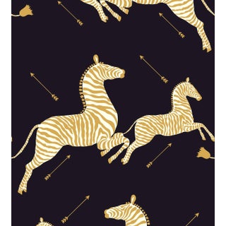 The House of Scalamandré Zebras Wallcovering, Black & Gold For Sale
