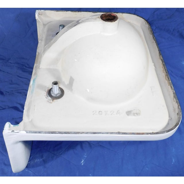 Vintage "Standard" High-Back Porcelain & Cast Iron Sink With Cast Iron Mounting Bracket For Sale - Image 14 of 18