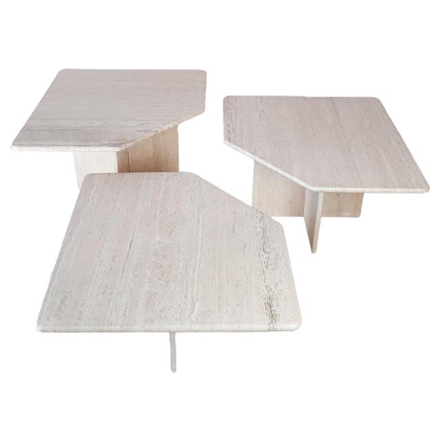 Vintage Travertine Coffee Tables, 1970s, Set of 3 For Sale