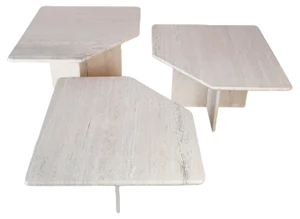 Vintage Travertine Coffee Tables, 1970s, Set of 3