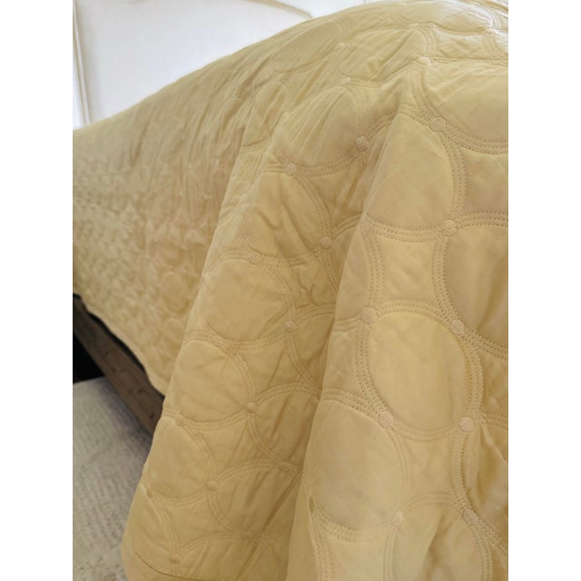 Traditional Frette Royal Collection Embroidered Yellow King Cotton Coverlet, Italy For Sale - Image 3 of 7