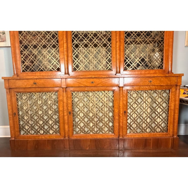 Austrian Biedermeier Figured Maple & Brass-Grille Bookcase, Circa 1840 For Sale - Image 10 of 10