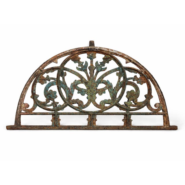 Vintage Old Cast Iron Indian Arched Transom For Sale - Image 4 of 5