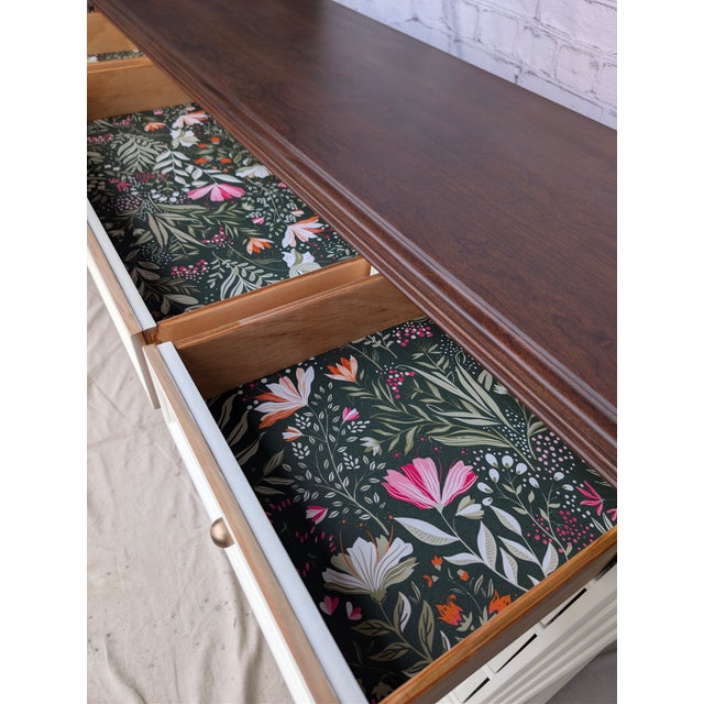 1970s Off White / Cream 10 Drawer Bassett Dresser With Champagne Gold Hardware. For Sale - Image 12 of 14