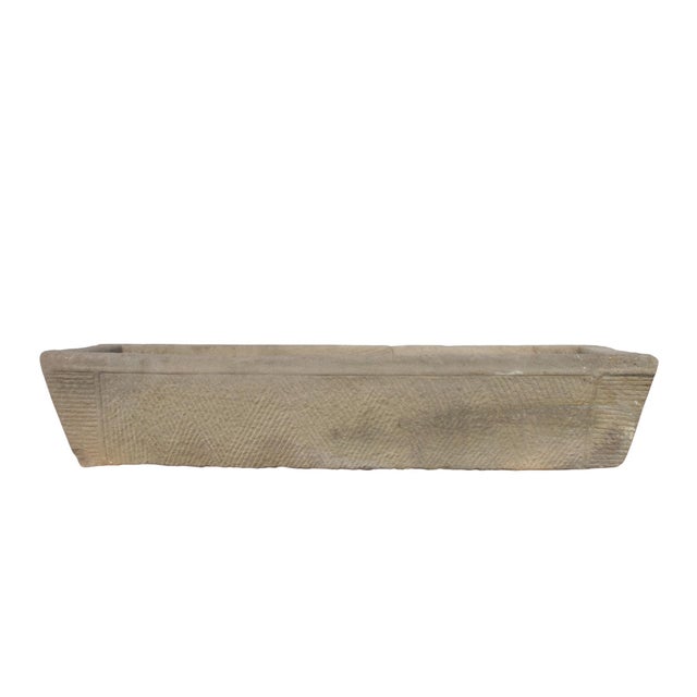 71" Inch Long Hand Chiseled Stone Trough 61 For Sale
