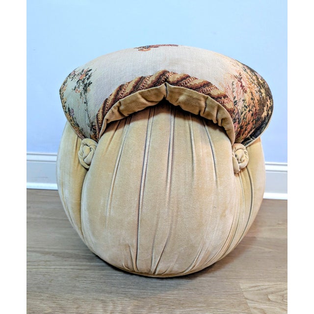 Late 20th Century Vintage Camel Tapestry Pillow Top Pouf Ottoman For Sale - Image 5 of 15