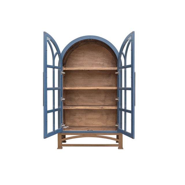 Nina Solid Wood Tall Cabinet, Bookcase, Hutch - Blue For Sale In Chicago - Image 6 of 7