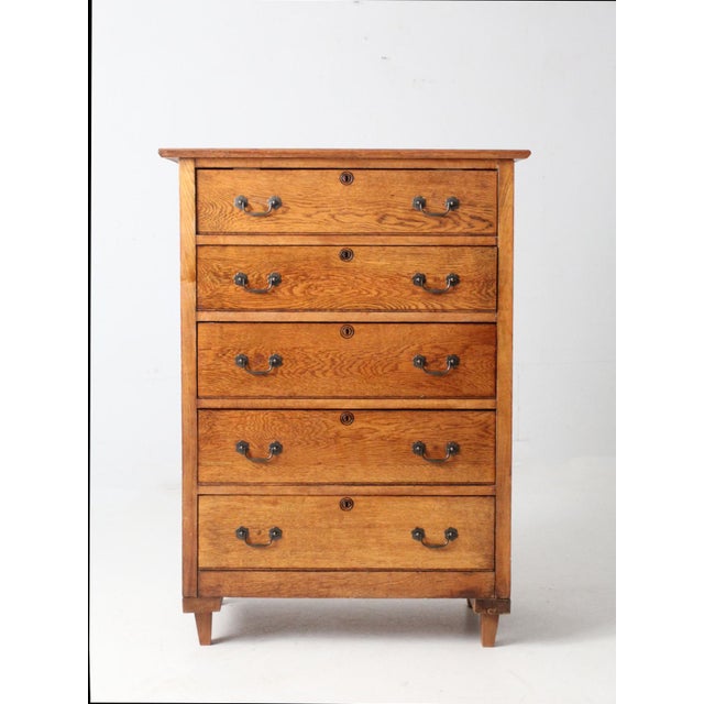 Early 20th Century Antique Oak Highboy Dresser Spiegel Furniture Company For Sale - Image 5 of 15