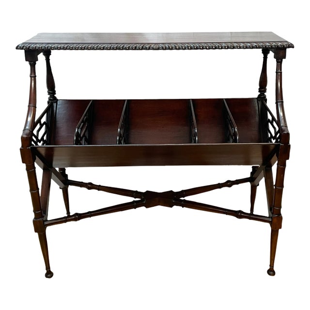 American Art-Nouveau-Style Mahogany Two Tier Magazine Shelf For Sale
