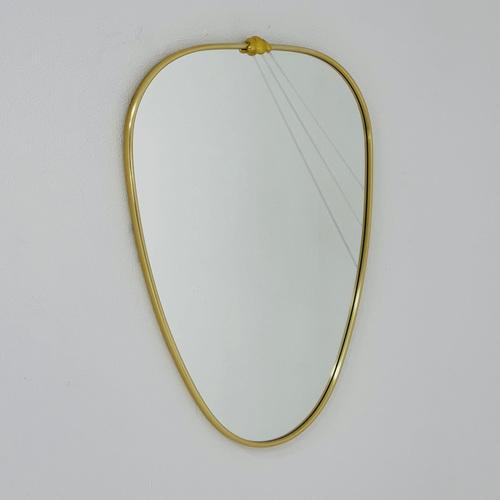 Mid-Century German Asymmetric Brass Mirror, 1960s For Sale - Image 6 of 11
