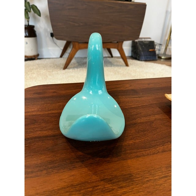 Vintage Teal Ceramic Swan Towel or Washcloth Holder For Sale In New York - Image 6 of 8