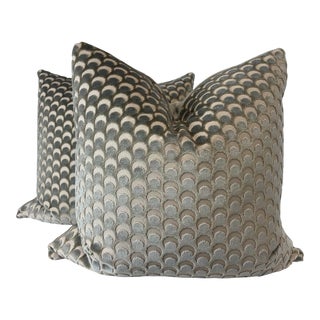 Liberty Fabrics "Ottoman Spot" in Pewter 22" Pillow-A Pair For Sale