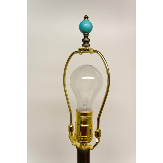 Mid 20th Century Mid Century Modern Teal & Gold Tall Table Lamp For Sale - Image 5 of 5