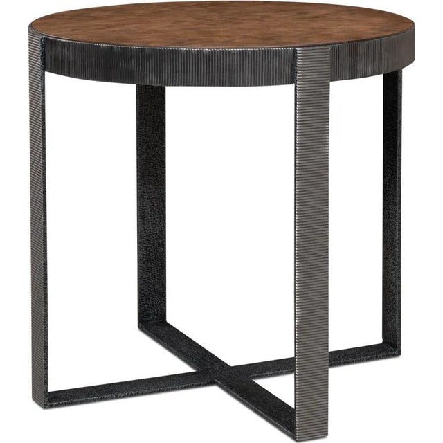 Sarreid Round Veneered Side Table For Sale In Raleigh - Image 6 of 6