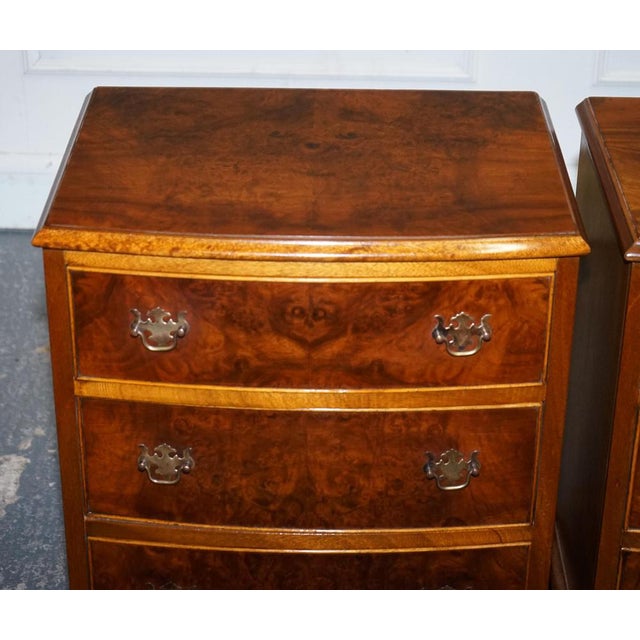 Burr Walnut Nightstands with Drawers, Set of 2 For Sale - Image 5 of 17