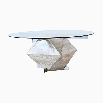 Diamond Shaped Coffee Table in White Travertine, 1960 For Sale - Image 18 of 18