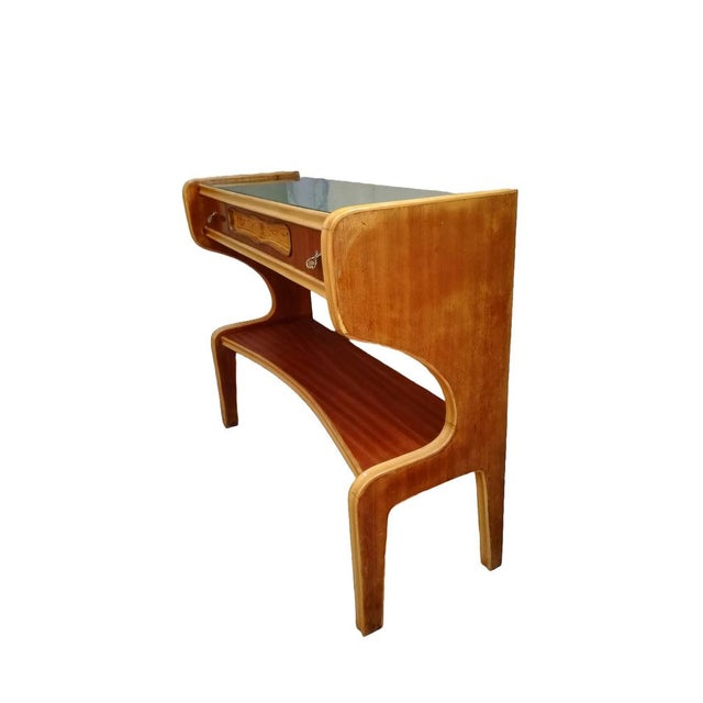 1950s Small Vintage Wooden and Glass Sideboard in the Gio Ponti Style, Italy, 1950s For Sale - Image 5 of 14