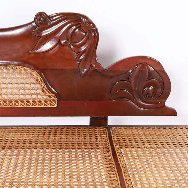 Brown West Indies Carved and Caned Daybed or Chaise Lounge For Sale - Image 8 of 10