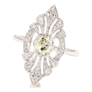 Early 20th Century 1.1 Carat Old European Cut Diamond Gold Ring, Size 6.5 For Sale