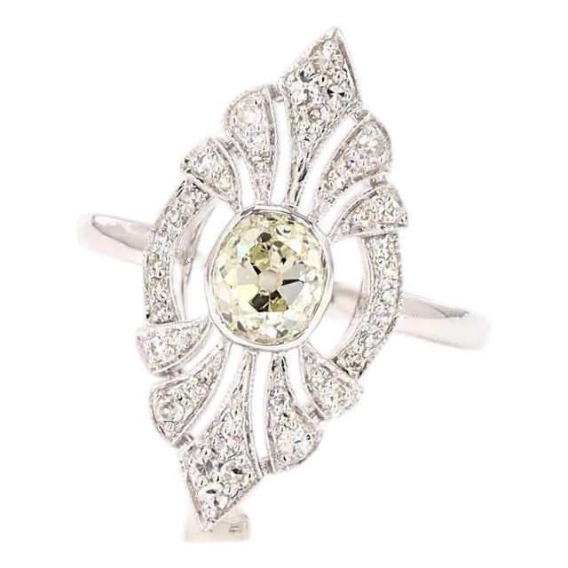 Early 20th Century 1.1 Carat Old European Cut Diamond Gold Ring, Size 6.5 For Sale