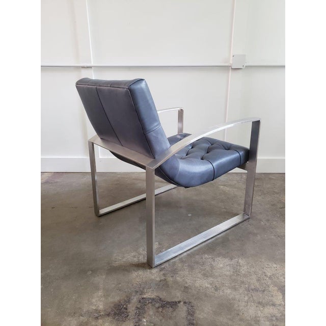 Lounge Chair Leather Button & Tufted For Sale - Image 6 of 13