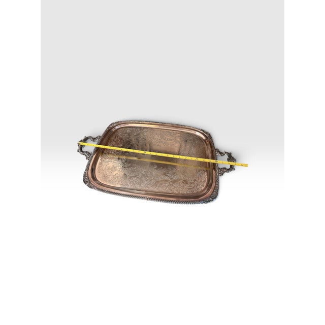 Vintage e.g. Webster & Son for International Silver Co. Engraved Silverplate Butler’s Tray For Sale In West Palm - Image 6 of 10