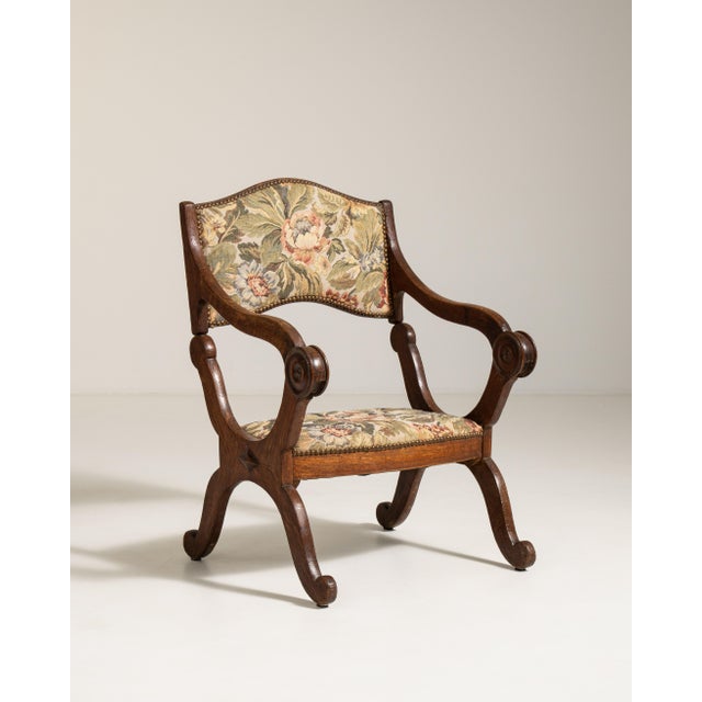 Oak Armchair with Tapestry Upholstery, Antique, France, 19th Century For Sale - Image 10 of 17