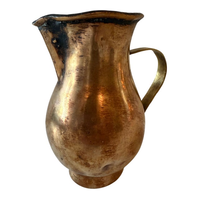 Antique Handmade Hammered Copper Small Pitcher For Sale