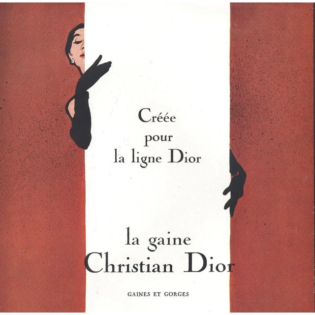 This is a hard to find Mid-Century French Christian Dior advertisement print for lingerie. It originally appeared in a...