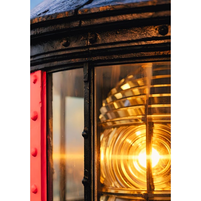 Industrial Red Lighthouse Beacon Detail, Coastal Architectural Art Print, 24″ × 36″ Reproduction For Sale - Image 3 of 7