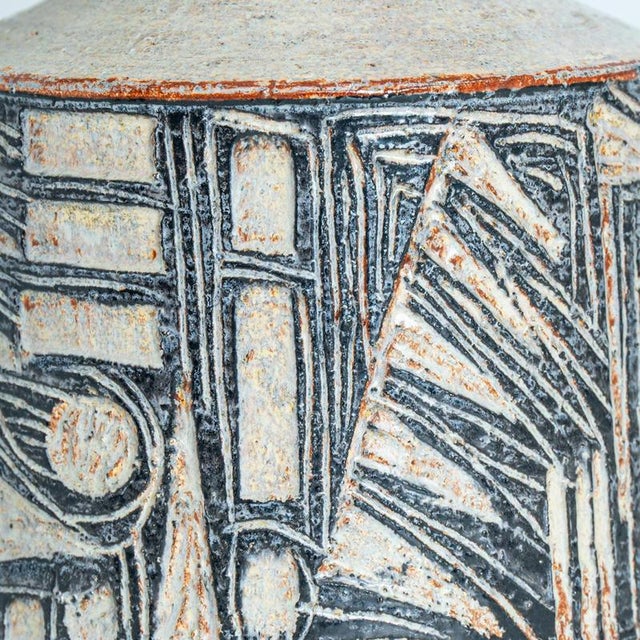 Pair of beautiful ceramic table lamps from Soholm, Denmark 1960s. Combined with a silk custom lampshade with creme silk...