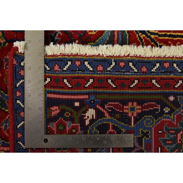 Heriz Rug 8’2” X 10’11” Red Wool Vintage Traditional Hand-Knotted Carpet For Sale - Image 15 of 15