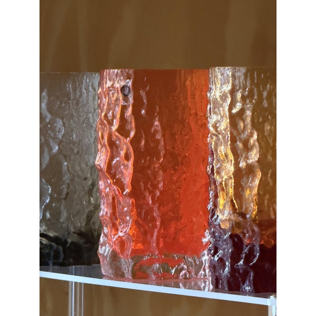 Italian Textured Bark Glasses in the style of Geoffrey Baxter, 1960s, Set of 6 For Sale - Image 4 of 18