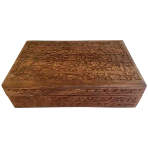 Early 20th Century Anglo Raj Hand-Carved Wooden Decorative Jewelry Box