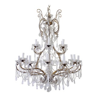 Antique Reproduction Italian Chandelier With Rock Style Crystals For Sale