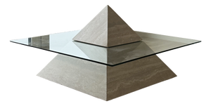 Postmodern Travertine Pyramid Coffee Table