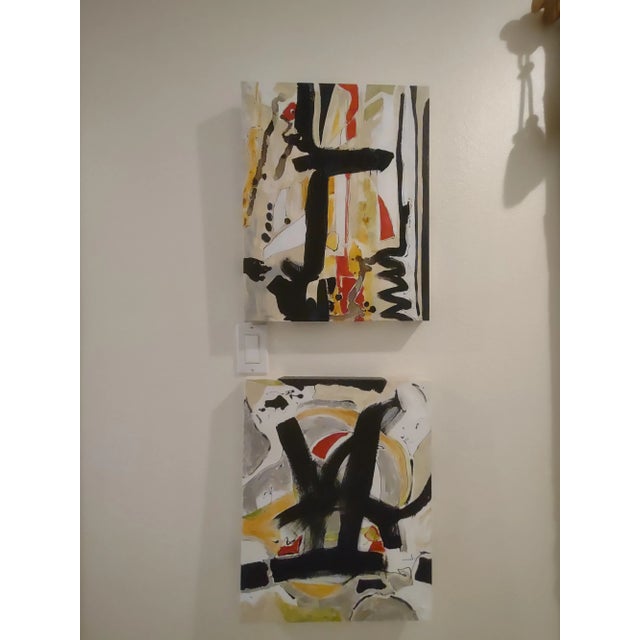 White "Jazz Nights" Contemporary Abstract Acrylic Paintings - Set of 2 For Sale - Image 8 of 8
