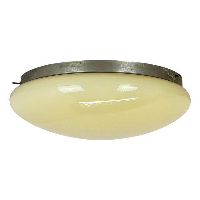 Large Modernist Art Deco Metal Plafoniere Flush Mount, France, 1920s For Sale