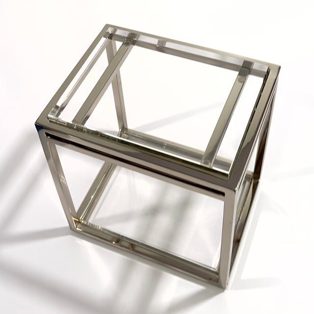 Metal State St. Chrome & Glass End Table by ⁠Michael Amini for Aico For Sale - Image 7 of 9