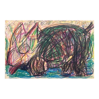 1960s Larry Connatser Dog Oil Pastel Drawing For Sale