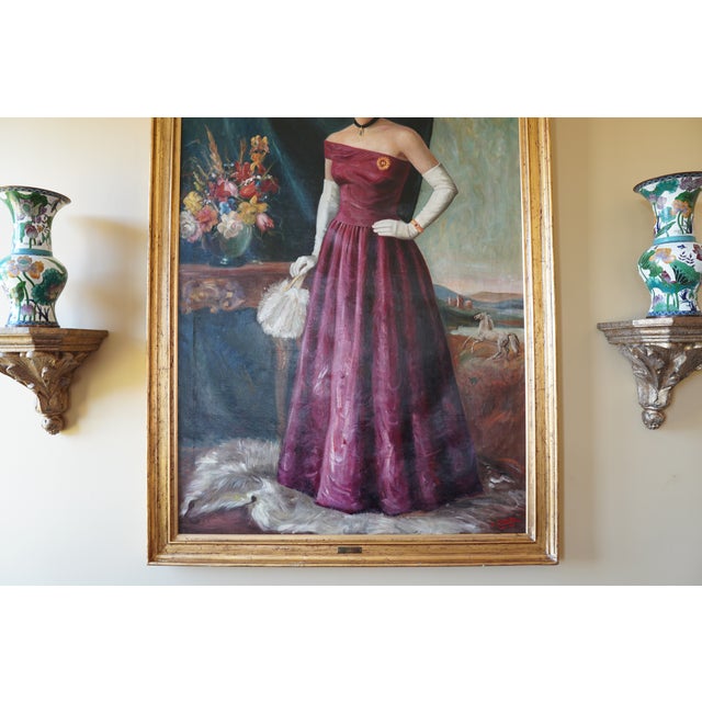 1940s Vintage 1947 S. Scalora “Dorris” Oil Portrait Painting For Sale - Image 5 of 11