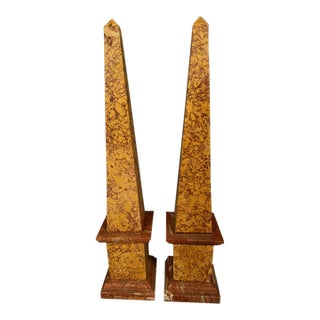 Pair of Italian Marble Obelisks, Circa 1890 For Sale
