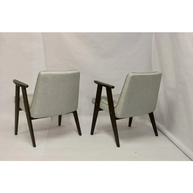 Set of Type 300-177 Bunny Armchairs in Mottled Gray Fabric by Józef Chierowski for Gościcińskie Fabryki Mebli, 1960s For Sale - Image 9 of 16